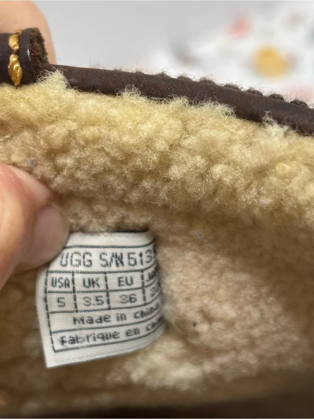 Brown Leather Shearling-Lined Knee Boots with Pink Trim
